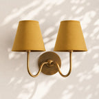 Linen Drum Brass Wall Light