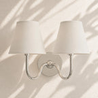 Linen Drum Brass Wall Light