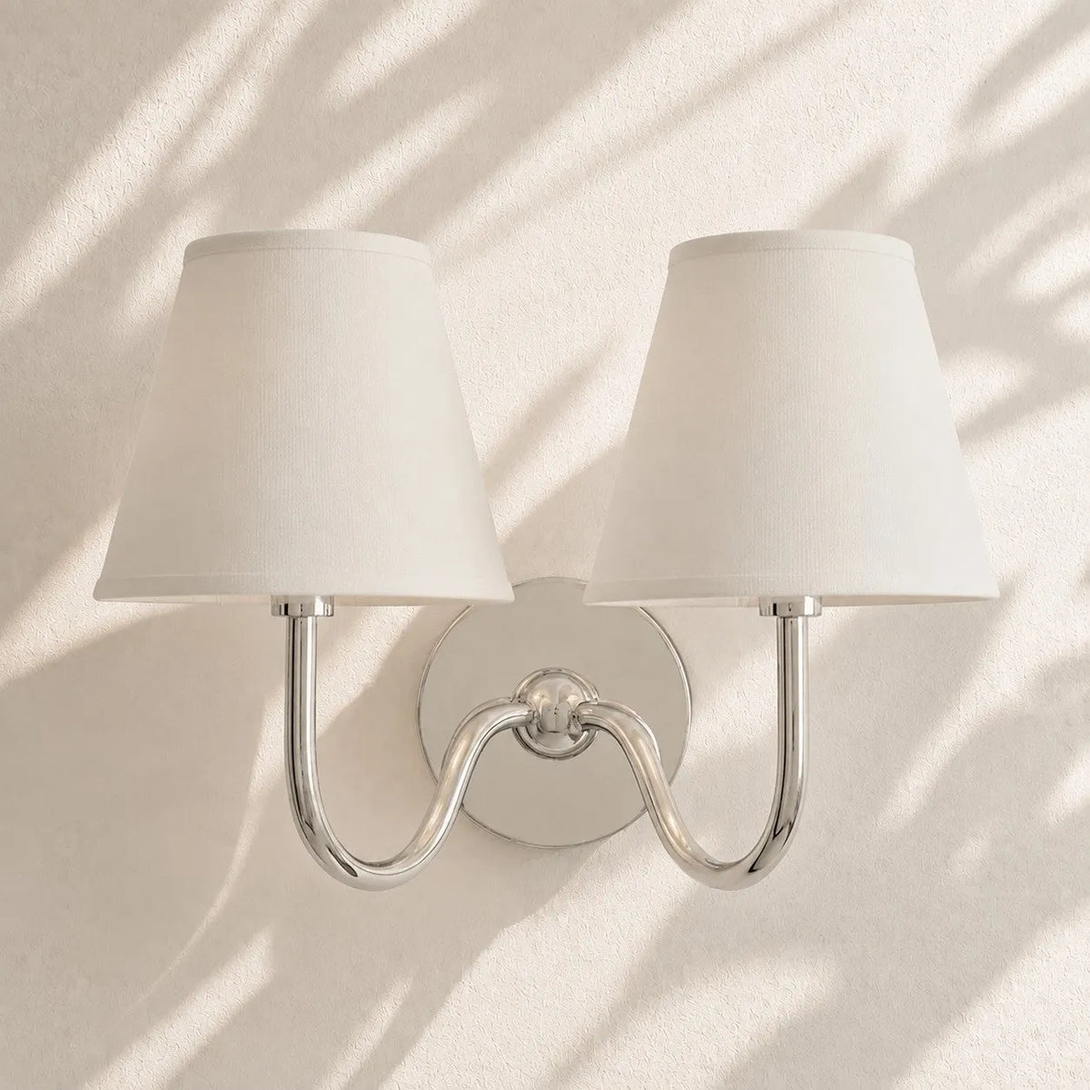 Linen Drum Brass Wall Light