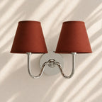Linen Drum Brass Wall Light