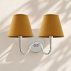 Linen Drum Brass Wall Light