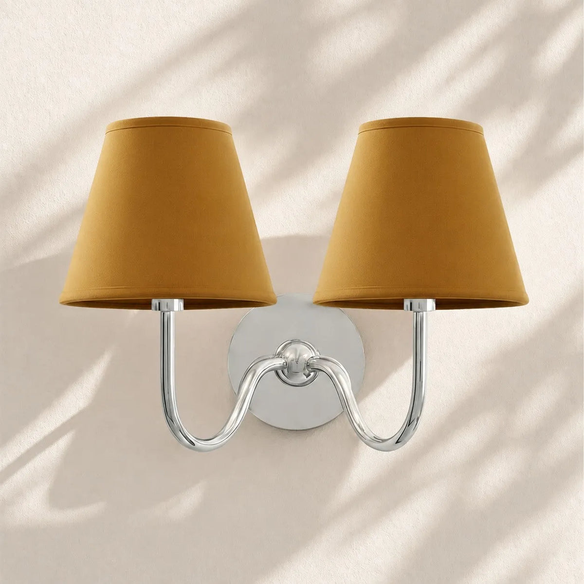 Linen Drum Brass Wall Light