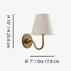 Linen Drum Brass Wall Light