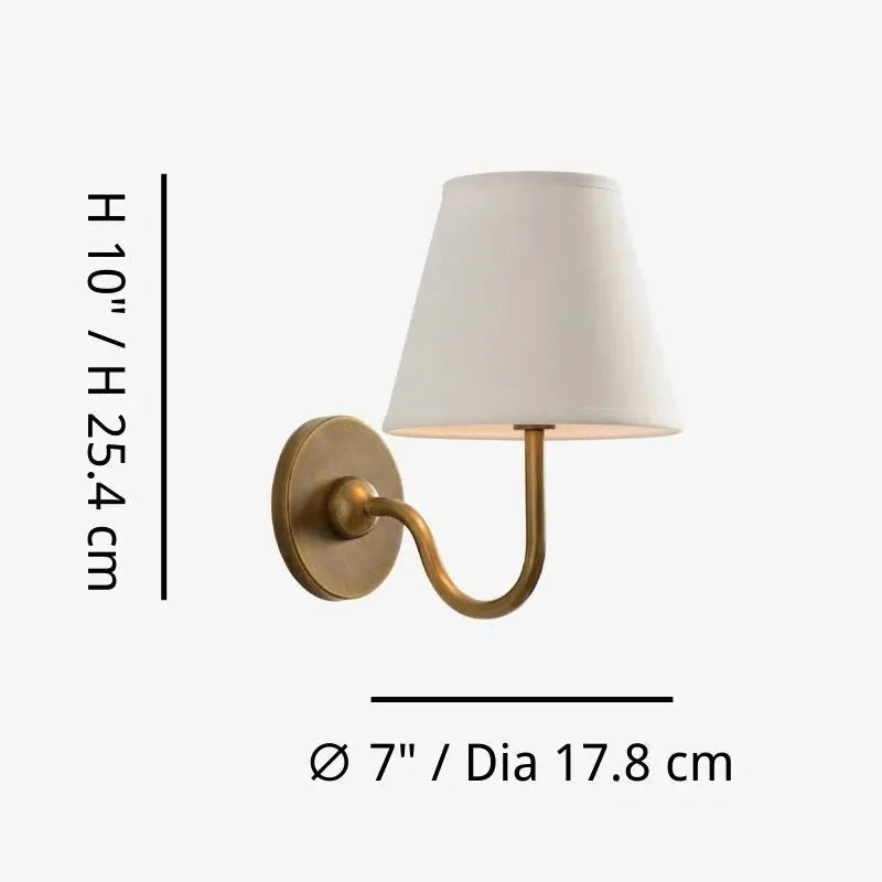 Linen Drum Brass Wall Light
