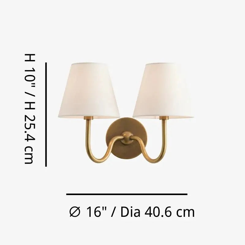 Linen Drum Brass Wall Light