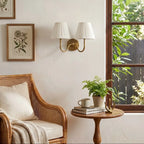 Linen Drum Brass Wall Light