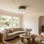 Linen Drum Flush Ceiling Light