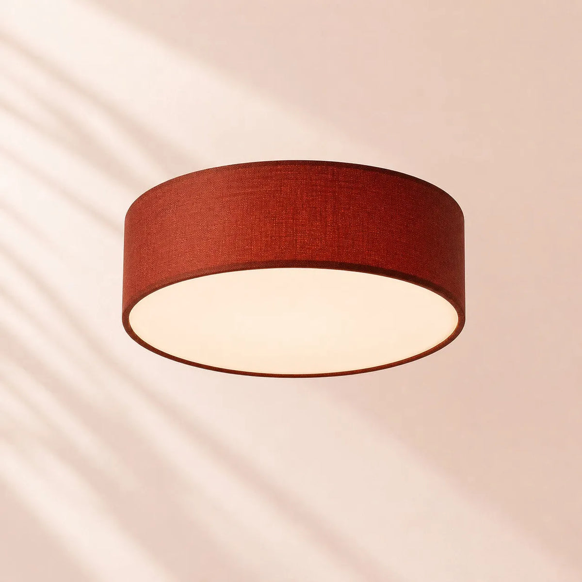 Linen Drum Flush Ceiling Light