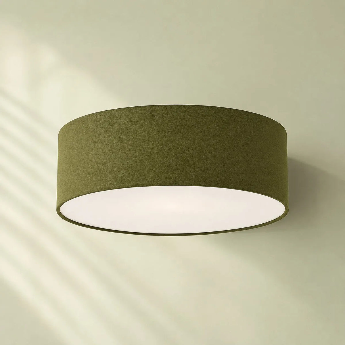 Linen Drum Flush Ceiling Light