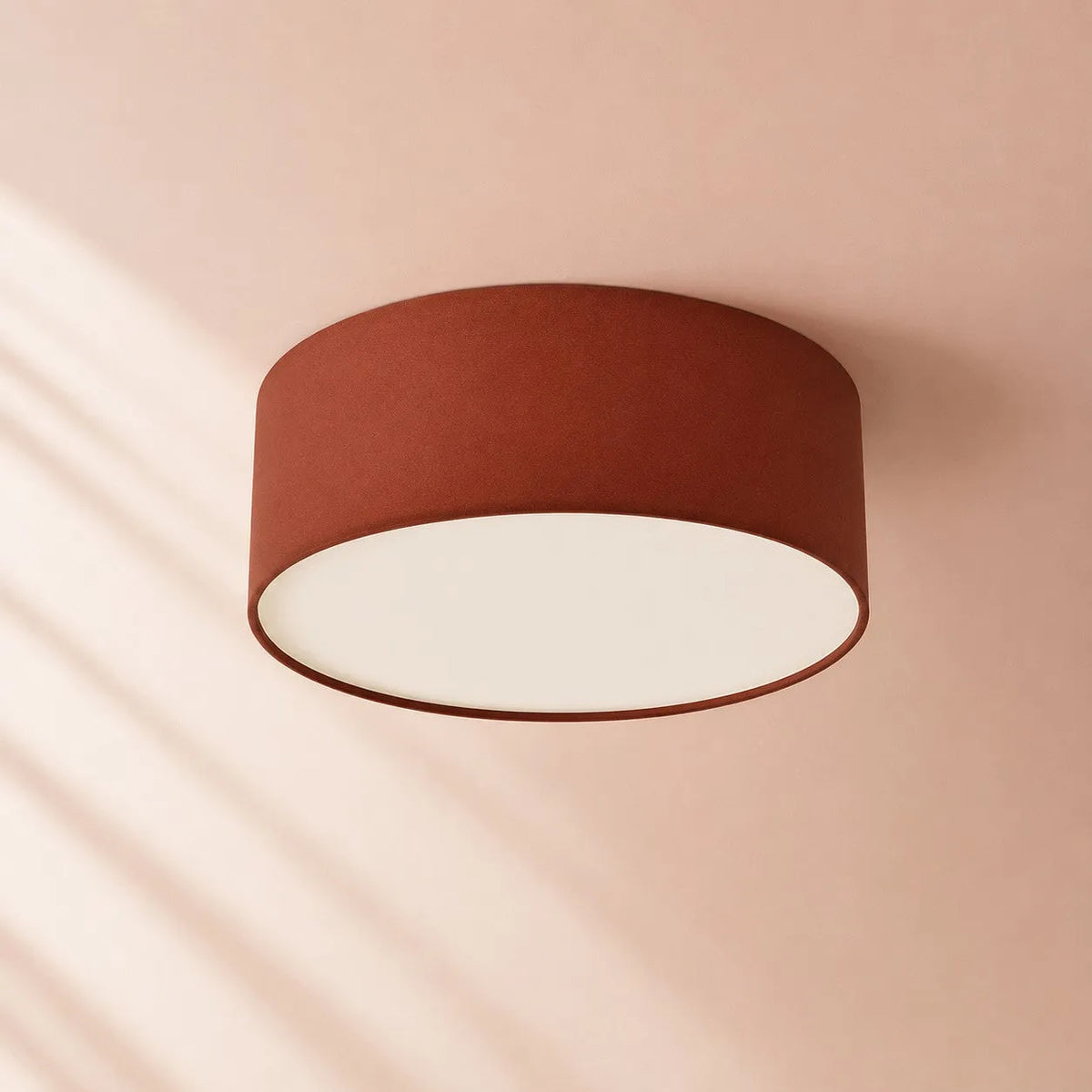 Linen Drum Flush Ceiling Light
