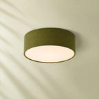 Linen Drum Flush Ceiling Light