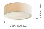 Linen Drum Flush Ceiling Light