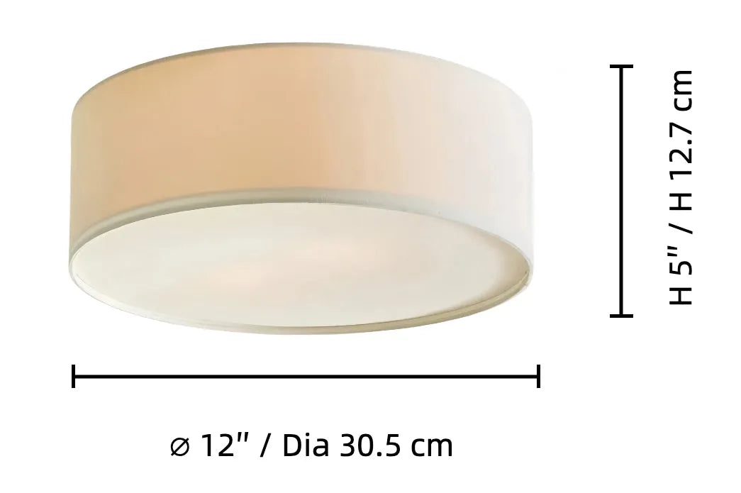 Linen Drum Flush Ceiling Light