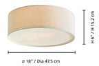 Linen Drum Flush Ceiling Light