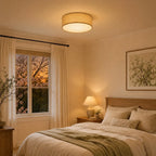 Linen Drum Flush Ceiling Light