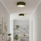 Linen Drum Flush Ceiling Light