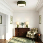 Linen Drum Flush Ceiling Light