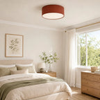 Linen Drum Flush Ceiling Light