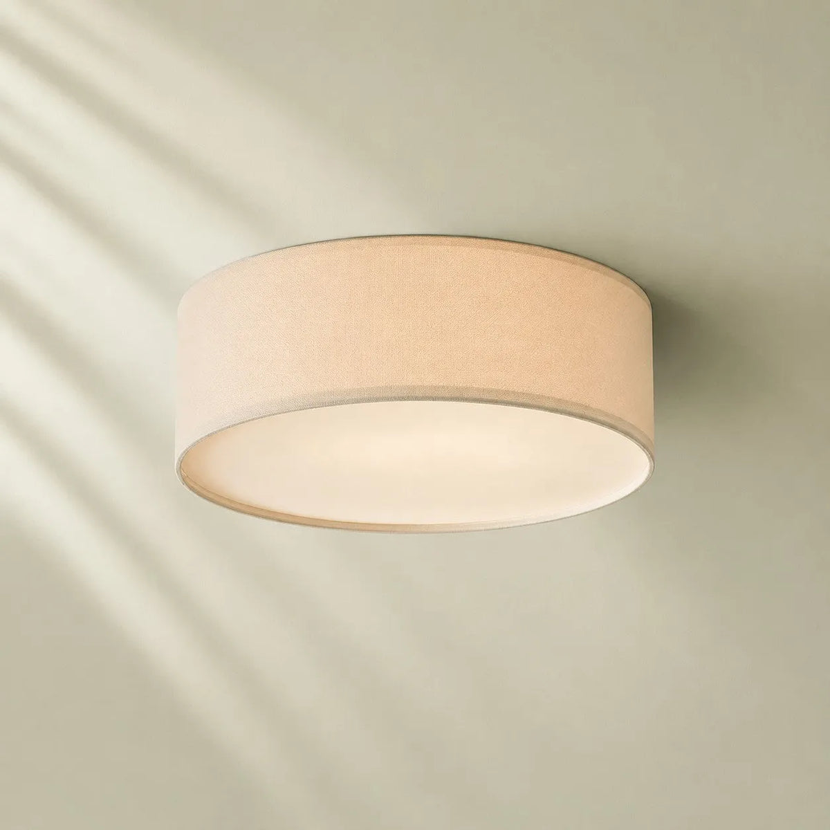 Linen Drum Flush Ceiling Light