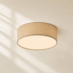 Linen Drum Flush Ceiling Light