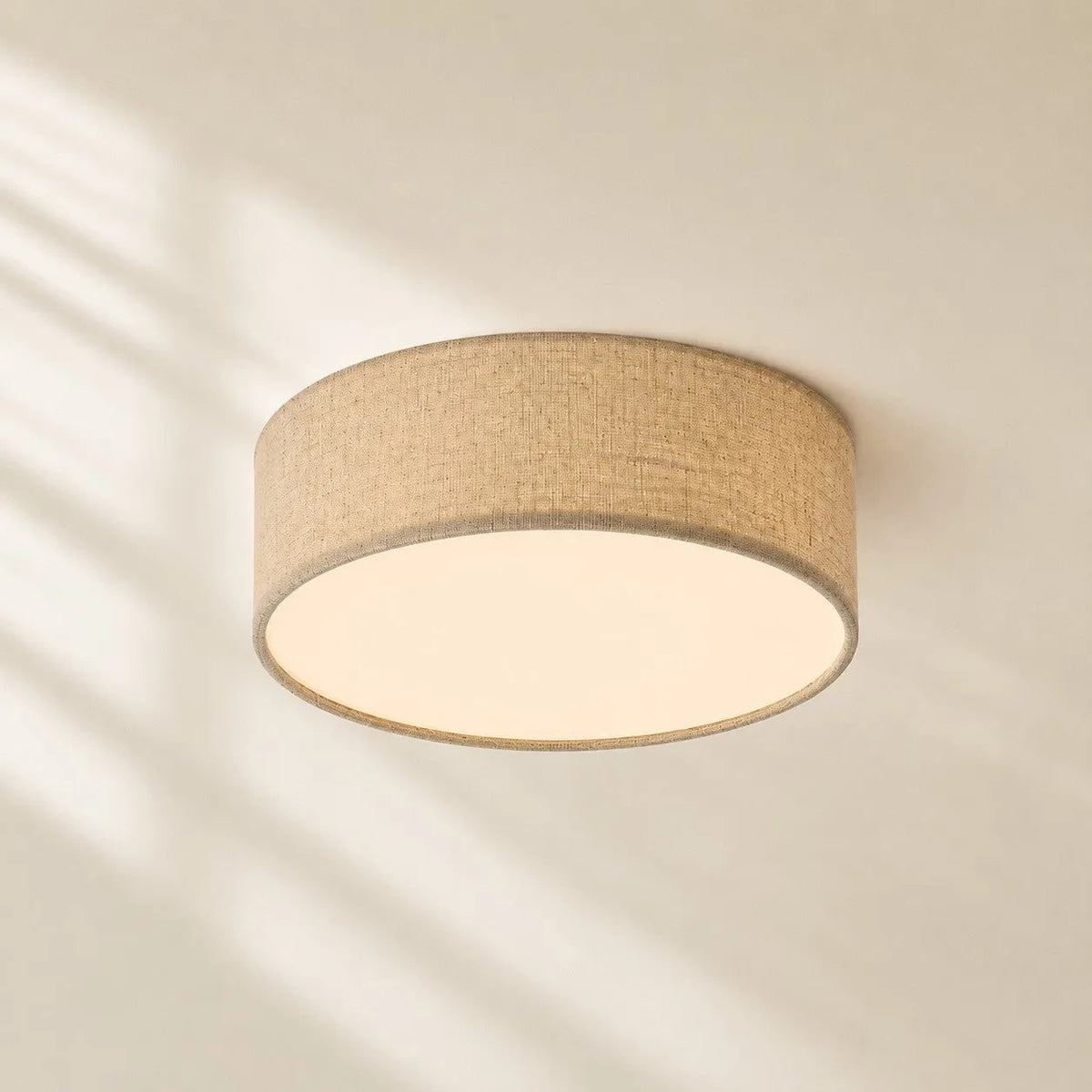 Linen Drum Flush Ceiling Light