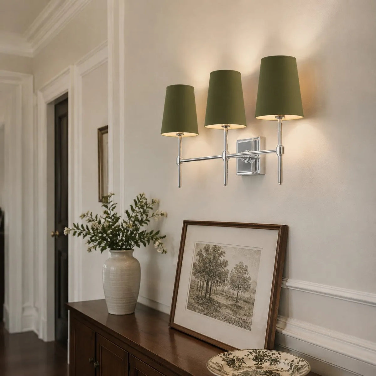 Linen Drum Multi Light Wall Lamp