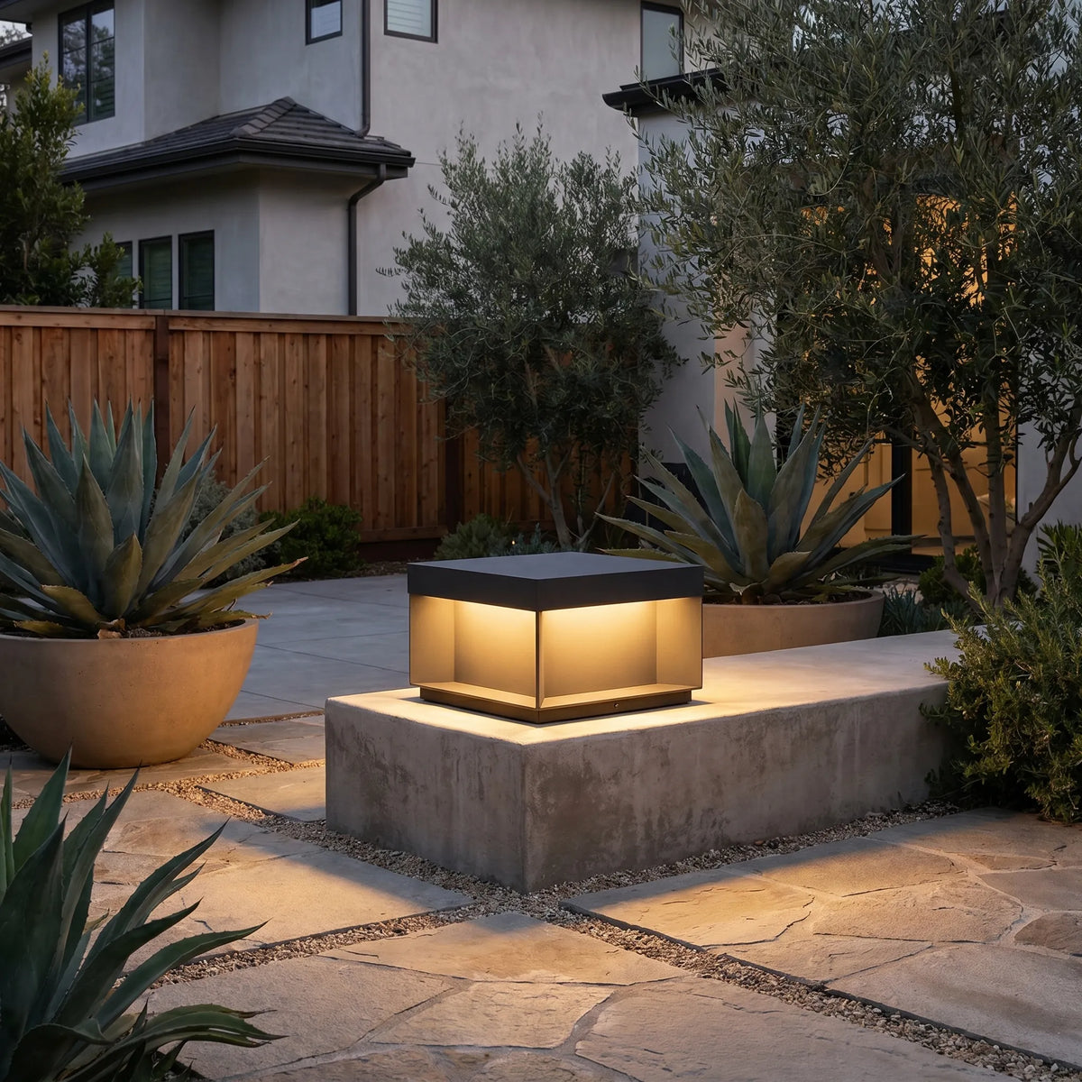 Low Square Deck Pillar Light
