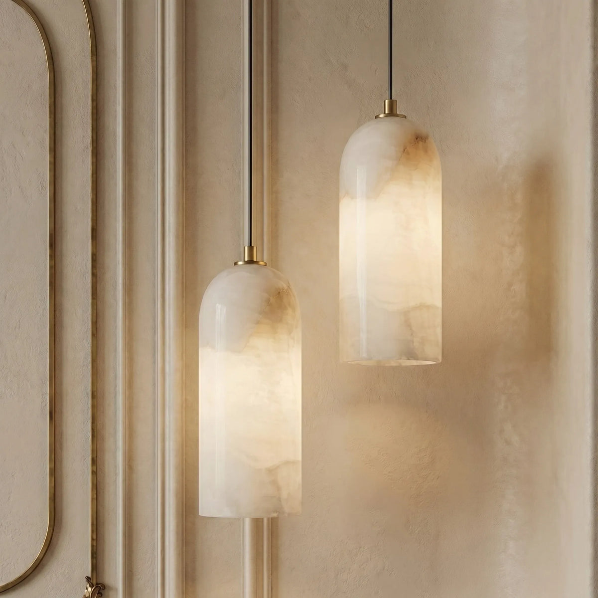 Marble and Copper Pendant Light