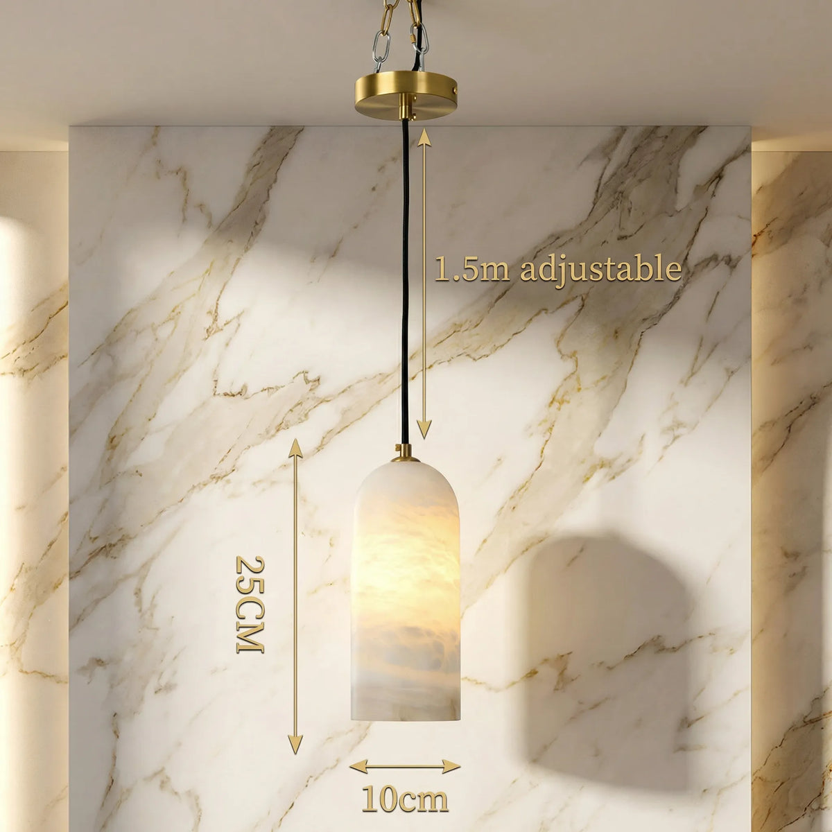 Marble and Copper Pendant Light