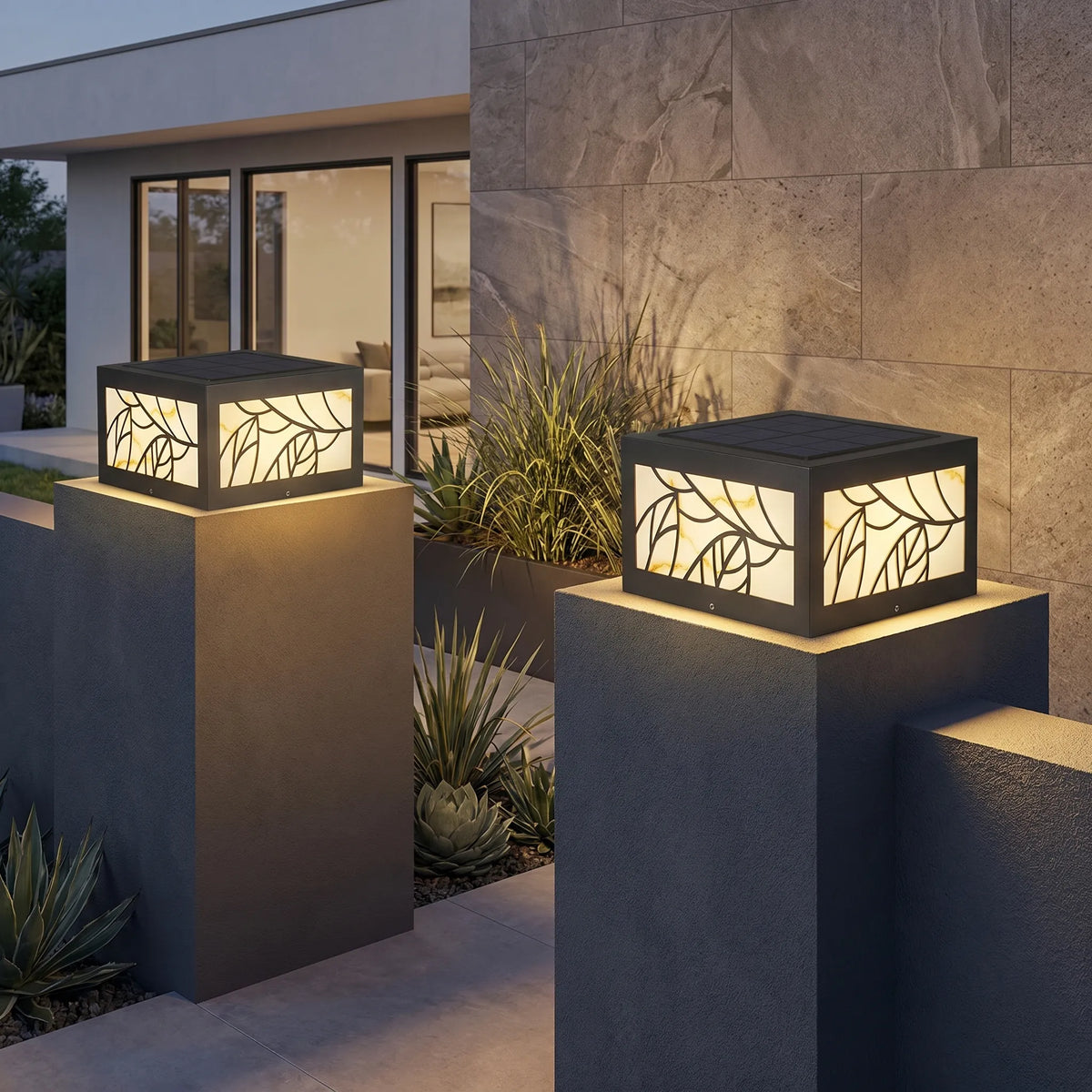 Marble Effect Gate Pillar Light