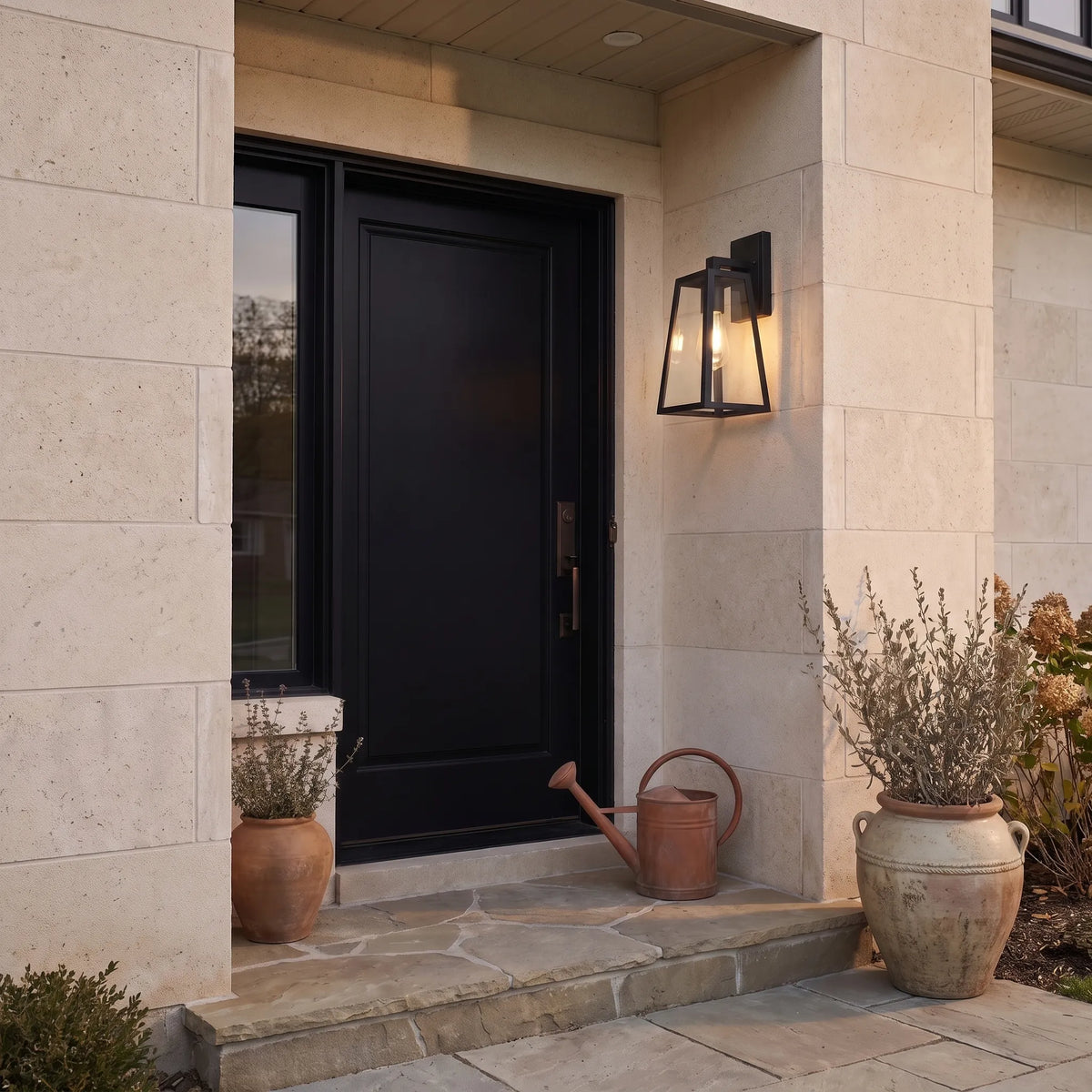 Matte Black Outdoor Wall Lantern