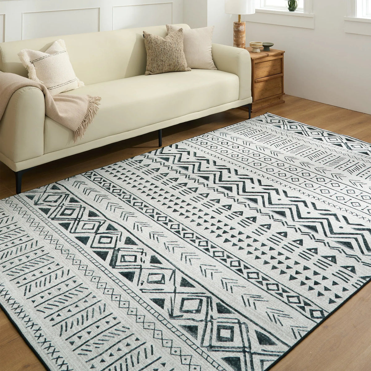 Midnight Tribal Flow Washable Rug