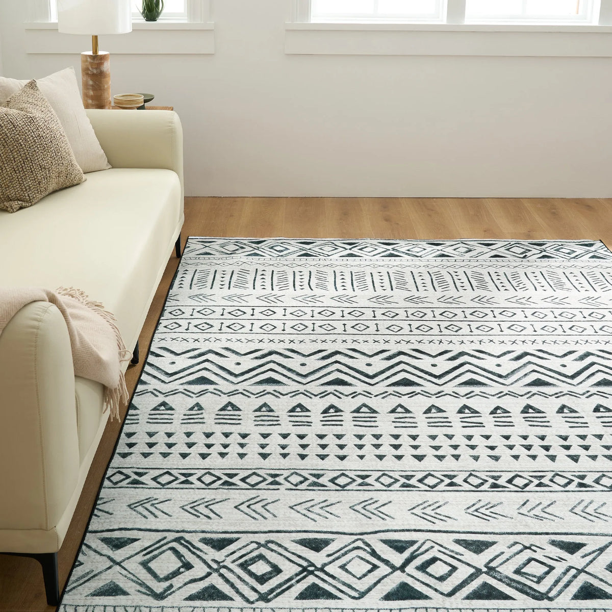 Midnight Tribal Flow Washable Rug