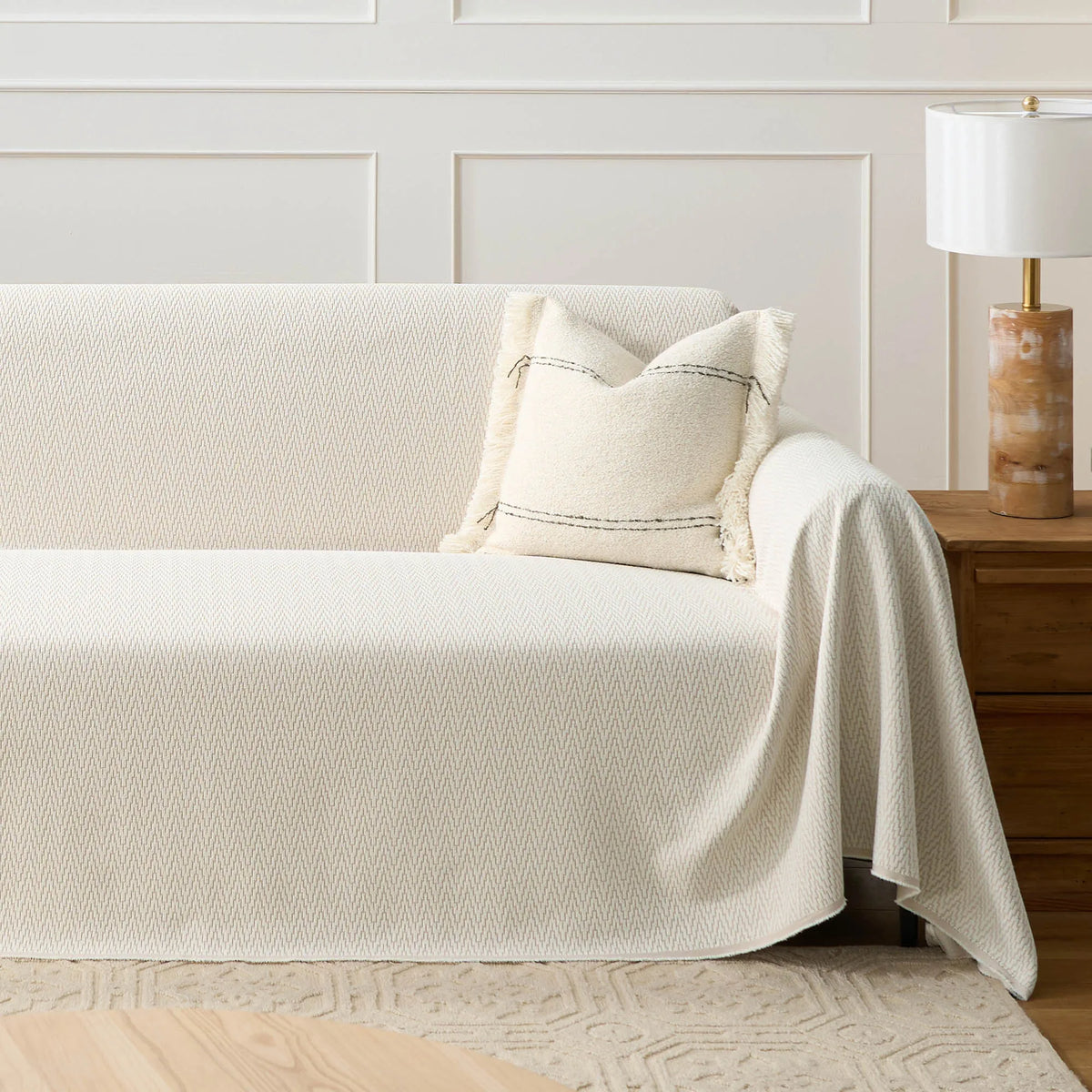 Minimalist Herringbone Chic Sofa Cover