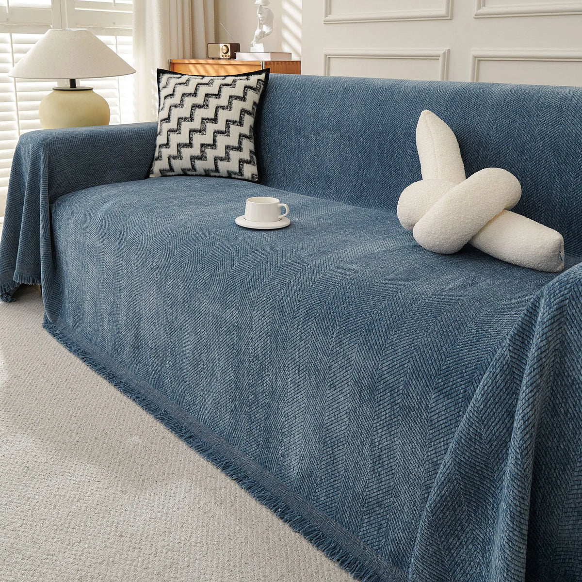 Minimalist Herringbone Woven Sofa Throw
