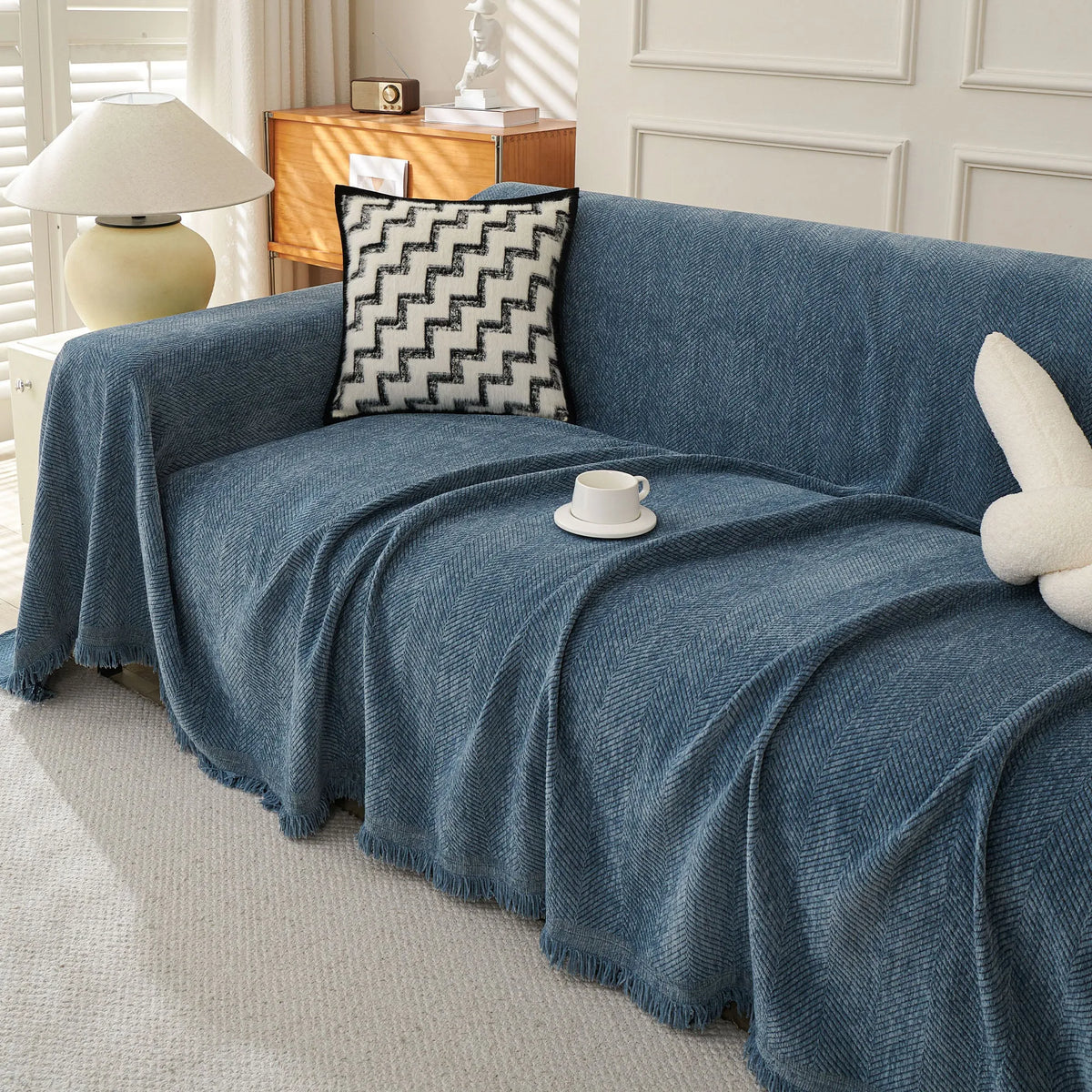 Minimalist Herringbone Woven Sofa Throw