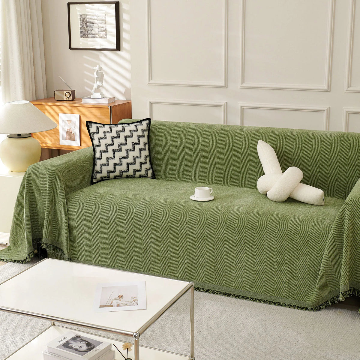 Minimalist Herringbone Woven Sofa Throw