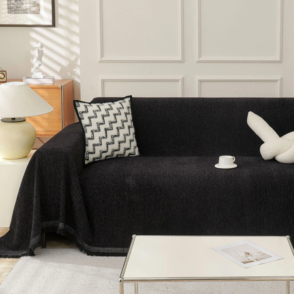 Minimalist Herringbone Woven Sofa Throw