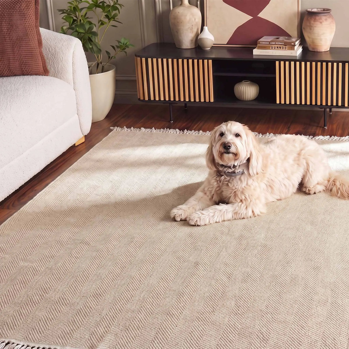 Minimalist Herringbone Woven Sofa Throw