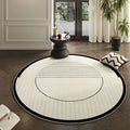 Monochrome Half Moon Round Rug