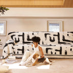 Monochrome Ink Stroke Sofa Cover