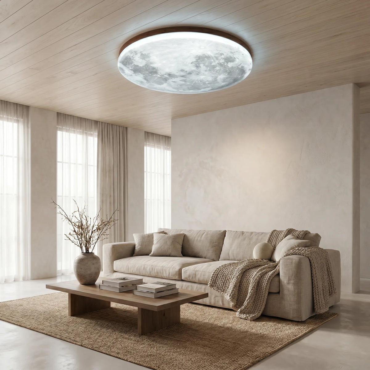 Moon Round LED Flush Ceiling Light