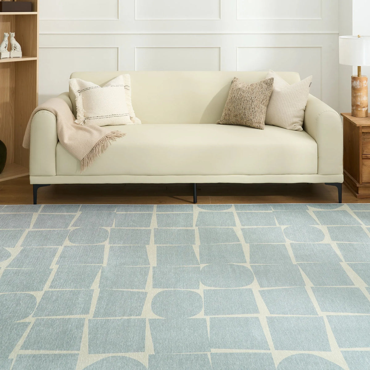 Neutral Mosaic Washable Rug