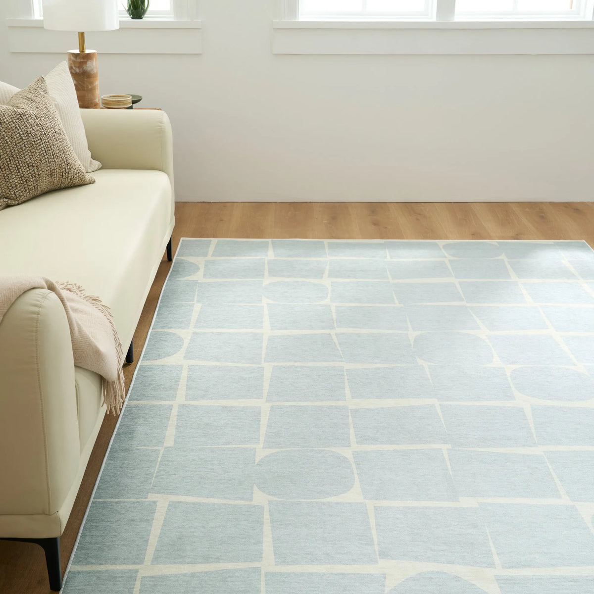 Neutral Mosaic Washable Rug