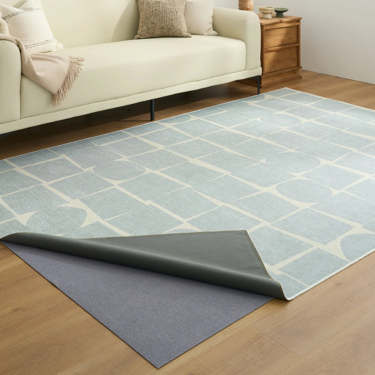 Neutral Mosaic Washable Rug