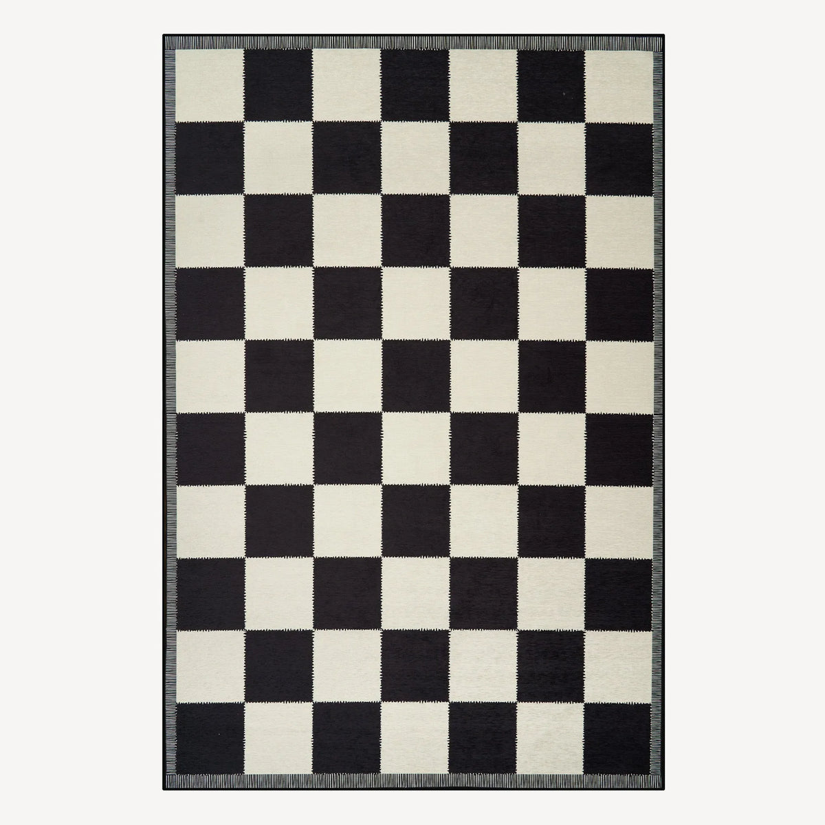 Noir Checkered Washable Rug