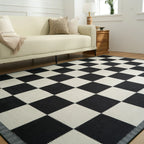 Noir Checkered Washable Rug