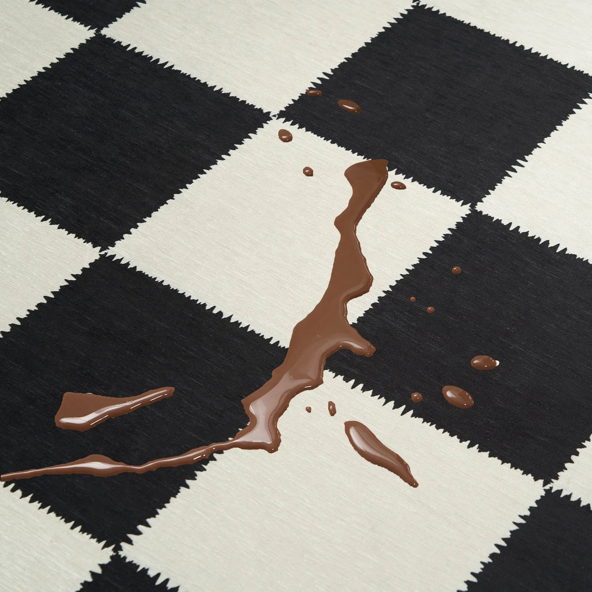 Noir Checkered Washable Rug