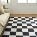 Noir Checkered Washable Rug