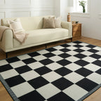 Noir Checkered Washable Rug